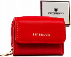 Portfel damski Peterson PTN 011-JI czerwony. Czerwone portfele Peterson, bez wzorów, ze skóry ekologicznej. Za 54.00 zł.