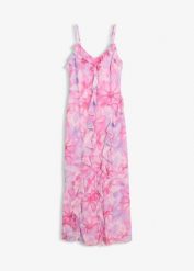 Sukienka na ramiączkach z miękkiej siateczki. Czerwone sukienki bonprix, bez wzorów, bez kołnierzyka, bez ramiączek. Za 119.99 zł.