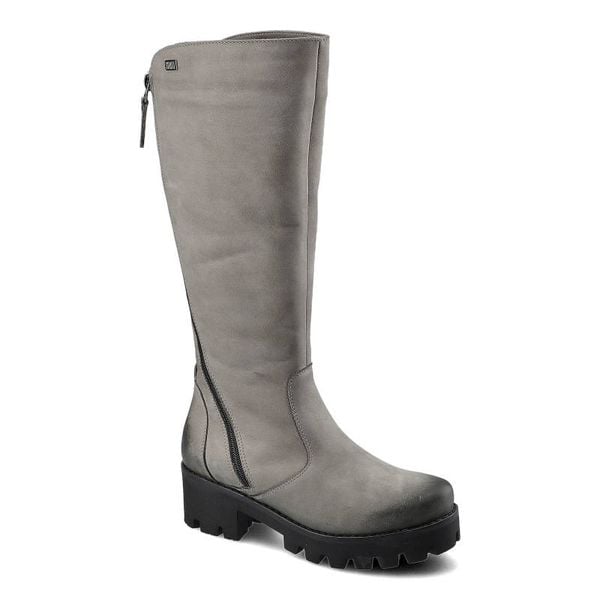Szare Kozaki Simen Damskie Stylowe Buty Zimowe. Szare kozaki Simen, na zimę, bez obcasa, bez zapięcia. Za 419.00 zł.