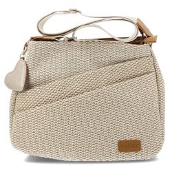 Torebka damska Rieker, z tekstylnego materiału o wyraźnej plecionej strukturze z regulowanym paskiem na ramię ozdobną zawieszką praktyczną kieszenią. Brązowe listonoszki Rieker, bez wzorów, biznesowe, na ramię, bez dodatków. Za 249.00 zł.