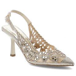 Sandały damskie S.Barski, cholewka ze skóry ekologicznej ażurowa konstrukcja z wycięciami na stabilnej szpilce, złote, SR61-0106. Żółte sandały S.BARSKI, z aplikacjami, ze skóry ekologicznej, eleganckie, bez obcasa, na obcasie, bez zapięcia. Za 209.00 zł.