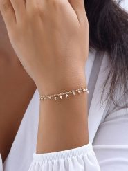 Luja Bijoux Pozłacana bransoletka z kryształami rozmiar: onesize. Białe bransoletki Luja Bijoux, z kryształem, pozłacane. Za 63.95 zł.