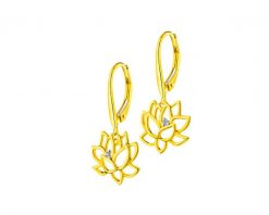 Kolczyki z żółtego złota z brylantami - kwiaty lotosu - 0,01 ct - próba 375. Żółte kolczyki Apart, z brylantem, złote. Za 1,349.00 zł.