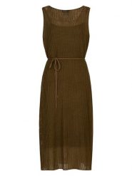 APART Sukienka w kolorze khaki rozmiar: 34. Brązowe sukienki Apart, bez wzorów, prążkowane, bez kołnierzyka, bez ramiączek, midi. Za 139.87 zł.