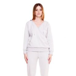 Bluza z kaptur na co dzień na siłownię. Szare bluzy LEONE 1947 APPAREL, bez wzorów, z bawełny, bez kaptura. W wyprzedaży za 124.24 zł.