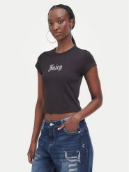 Juicy Couture T-Shirt JCWCT226326 Czarny Slim Fit. Czarne t-shirty Juicy Couture, xxs, bez wzorów, bez kołnierzyka, bez ramiączek. Za 169.99 zł.