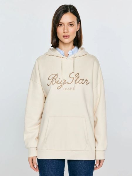 Bluza damska z kapturem kremowa Raisa 103. Białe bluzy Big Star, l, bez wzorów, z dresówki, z kapturem. Za 249.99 zł.