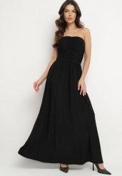Czarna Sukienka Koktajlowa Bandeau z Wiskozą Ozdobiona Marszczeniem Nalithae. Czarne sukienki Born2be, na co dzień, l, bez wzorów, z jeansu, eleganckie, bez kołnierzyka, bez ramiączek, maxi, kopertowe. Za 189.99 zł.