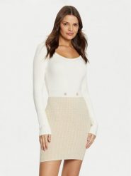 Guess Sukienka dzianinowa W5RK12 Z3KX0 Écru Bodycon Fit. Sukienki Guess, s, z aplikacjami, z dzianiny, bez kołnierzyka, bez ramiączek, bodycon. Za 309.99 zł.