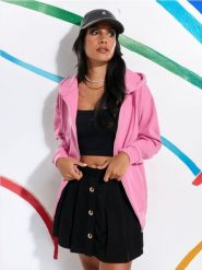 Bluza rozpinana - różowy. Czerwone bluzy Sinsay, l, bez wzorów. W wyprzedaży za 29.99 zł.