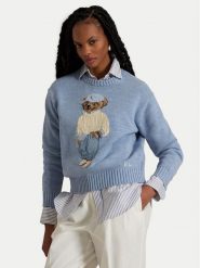 Polo Ralph Lauren Sweter 211965767001 Błękitny Relaxed Fit. Niebieskie swetry Polo Ralph Lauren, s, bez wzorów, z bawełny, bez ramiączek. Za 2,219.00 zł.