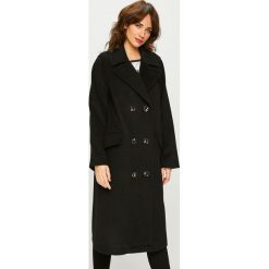 Tommy Hilfiger - Płaszcz. Czarne płaszcze TOMMY HILFIGER, bez wzorów, z materiału, bez kaptura. W wyprzedaży za 799.90 zł.