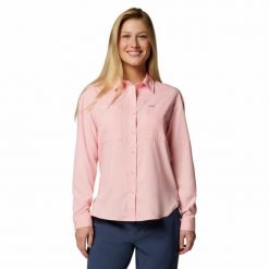 Koszula z długim rękawem damska Columbia Silver Ridge Utility Long Sleeve. Czerwone koszule Columbia, bez wzorów, sportowe, bez kołnierzyka, bez ramiączek. Za 263.99 zł.