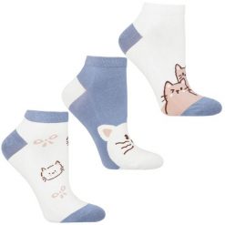 Niebieskie Damskie Skarpetki Kotki Moraj 3 Pary. Niebieskie skarpety Moraj, bez wzorów. Za 29.99 zł.