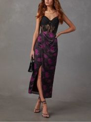 Milan Kiss Spódnica w kolorze czarno-fioletowym rozmiar: XL. Różowe spódnice Milan Kiss, na co dzień, xl, bez wzorów, midi, proste. Za 113.99 zł.