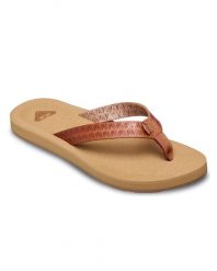 Sandały dla Kobiety PORTO MOTIF Beżowy. Brązowe sandały Roxy, bez wzorów, z materiału, bez obcasa, bez zapięcia. Za 129.99 zł.