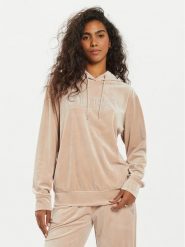Guess Bluza V4RQ25 KBXI2 Beżowy Regular Fit. Brązowe bluzy Guess, xs, z aplikacjami, z syntetyku, bez kaptura. Za 179.99 zł.