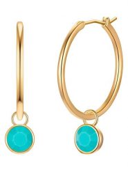 Yokoamii Pozłacane kolczyki-kreole z kryształami rozmiar: onesize. Niebieskie kolczyki Yokoamii, z kryształem, pozłacane. Za 34.99 zł.