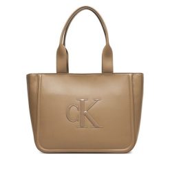 Torebka Calvin Klein. Brązowe shopper Calvin Klein, bez wzorów, bez dodatków. Za 569.99 zł.