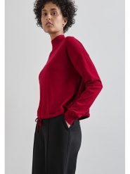 Street One Sweter w kolorze bordowym rozmiar: 36. Czerwone swetry Street One, bez wzorów, ze splotem, bez ramiączek. Za 96.83 zł.