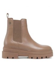 Tommy Hilfiger Sztyblety Monochromatic Chelsea Boot FW0FW06899 Beżowy. Brązowe botki TOMMY HILFIGER, bez wzorów, ze skóry, bez obcasa, na płaskiej podeszwie, bez zapięcia. Za 829.99 zł.