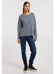 ELBSAND Koszulka "Tooske" w kolorze granatowo-białym rozmiar: XL. Niebieskie bluzki ELBSAND, xl, bez wzorów, bez kołnierzyka, bez ramiączek. Za 114.98 zł.