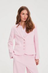 Jednorzędowa marynarka różowa. Czerwone marynarki i żakiety MOODO, l, bez wzorów, z elastanu. Za 199.99 zł.