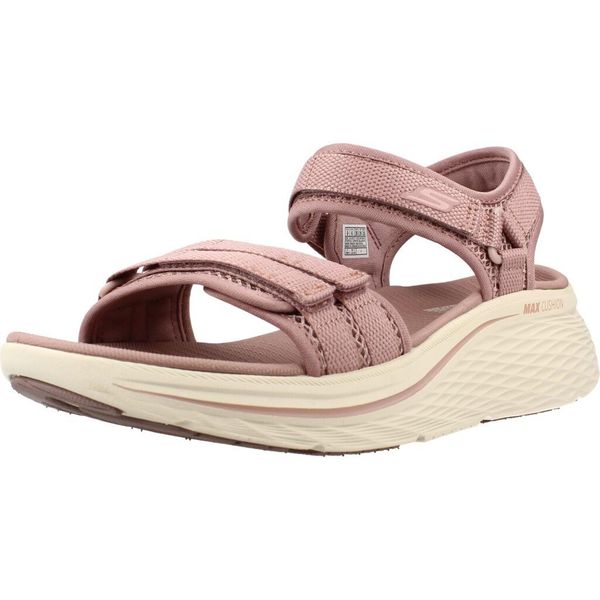 Sandały SKECHERS MAX CUSHIONING ELITE 2.0 Rose. Czerwone sandały Skechers, bez wzorów, z tkaniny, bez obcasa, bez zapięcia. Za 268.99 zł.