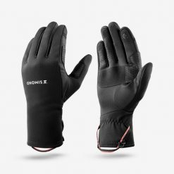 Rękawice trekkingowe dla dorosłych Forclaz MT500 dotykowe stretch. Czarne rękawiczki FORCLAZ, bez wzorów, z elastanu, sportowe. Za 69.99 zł.