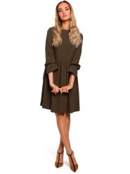 Made of emotion Sukienka w kolorze khaki rozmiar: L. Brązowe sukienki Made Of Emotion, l, bez wzorów, bez kołnierzyka, bez ramiączek, midi, rozkloszowane. Za 79.21 zł.
