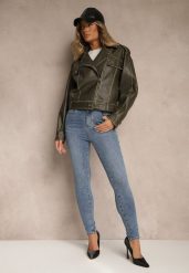 Niebieskie Jeansy Skinny High Waist Melarrii. Niebieskie spodnie materiałowe Renee, na co dzień, l, bez wzorów, z jeansu, z podwyższonym stanem. Za 119.99 zł.
