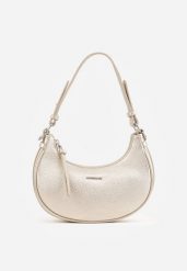 Złota Półokrągła Torebka Bagietka z Dodatkowym Paskiem na Ramię Deinolea. Żółte torebki klasyczne Born2be, bez wzorów, z jeansu, na ramię, bez dodatków. Za 149.99 zł.