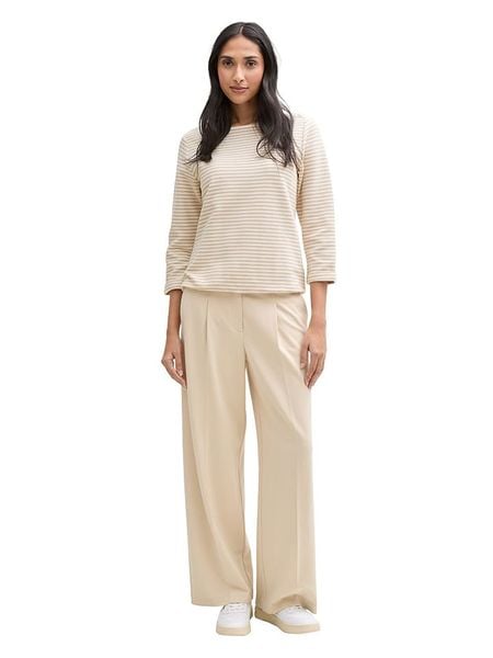 Tom Tailor Koszulka w kolorze beżowo-białym rozmiar: L. Białe bluzki Tom Tailor, l, bez wzorów, bez kołnierzyka, bez ramiączek. Za 69.91 zł.