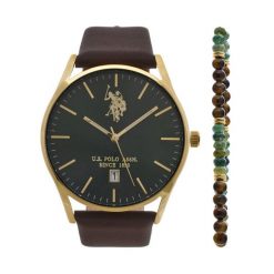 Zestaw zegarek i bransoletka U.S. Polo Assn. Żółte zegarki U.S. Polo Assn., złote. Za 539.99 zł.