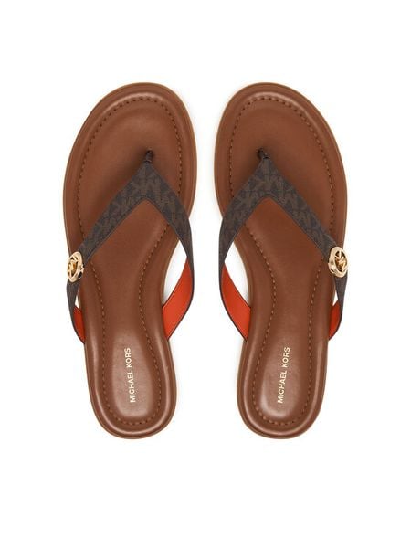 MICHAEL Michael Kors Japonki Ering Thong 40S6ERFS1B Brązowy. Brązowe klapki MICHAEL Michael Kors, bez wzorów, ze skóry, bez obcasa. Za 319.99 zł.