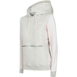 Bluza damska BLD006 - chłodny jasny szary melanż. Szare bluzy 4f, bez wzorów, z bawełny, z kapturem. W wyprzedaży za 119.99 zł.