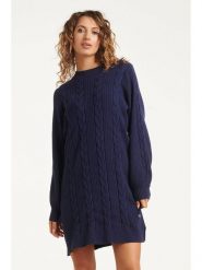 Smashed Lemon Sukienka dzianinowa w kolorze granatowym rozmiar: XS. Niebieskie sukienki Smashed Lemon, na co dzień, xs, bez wzorów, z dzianiny, bez kołnierzyka, bez ramiączek, midi, proste. Za 143.99 zł.