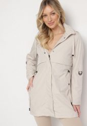Jasnobeżowa Kurtka Parka z Kapturem Odpinanym w Stylu Utility Janiora. Brązowe kurtki Born2be, l, klasyczne, z kapturem. Za 139.99 zł.