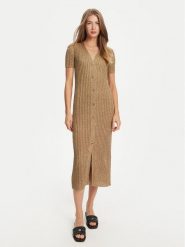 TWINSET Sukienka dzianinowa 251TT3190 Beżowy Slim Fit. Brązowe sukienki Twinset, m, bez wzorów, z dzianiny, bez kołnierzyka, bez ramiączek. Za 769.99 zł.