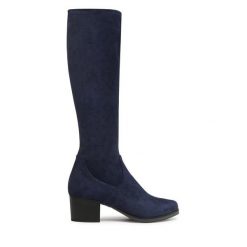 Kozaki Caprice. Niebieskie kozaki Caprice, bez obcasa, na słupku, bez zapięcia. Za 379.99 zł.