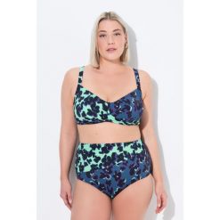 Damskie Bikini wzór plamek miękkie miseczki drapowany fason z recyklingu. Niebieskie bielizna sportowa Ulla Popken, plus size, bez wzorów, z elastanu. Za 294.99 zł.