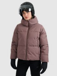 4F Kurtka narciarska membrana 5000 damska - brązowa L. Brązowe kurtki narciarskie 4f, l, bez wzorów, bez kaptura, narciarskie. Za 499.99 zł.