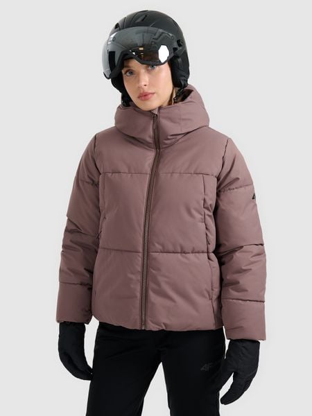 4F Kurtka narciarska membrana 5000 damska - brązowa M. Brązowe kurtki narciarskie 4f, m, bez wzorów, bez kaptura, narciarskie. Za 499.99 zł.