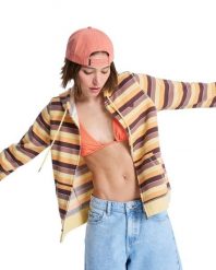 Bluza z kapturem dla Kobiety PERFECT STRIPE Brązowy. Brązowe bluzy Roxy, s, bez wzorów, z bawełny, z kapturem. Za 259.99 zł.