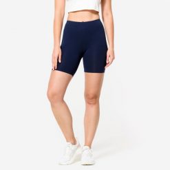 Legginsy krótkie fitness damskie Domyos. Niebieskie legginsy DOMYOS, xl, bez wzorów, z bawełny, krótkie. Za 29.99 zł.
