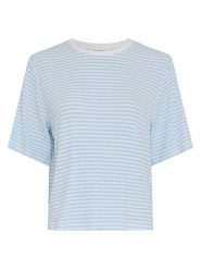 MOSS COPENHAGEN Koszulka w kolorze biało-błękitnym rozmiar: XS/S. Białe bluzki Moss Copenhagen, s, bez wzorów, bez kołnierzyka, bez ramiączek. Za 109.95 zł.