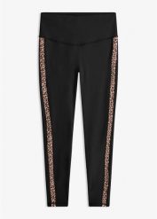 Legginsy sportowe. Czarne legginsy bonprix, bez wzorów. Za 109.99 zł.