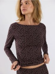 Dwuczęściowa piżama z wiskozą - ciemnobrązowy. Brązowe piżamy Reserved, bez wzorów, z dzianiny, bez ramiączek. Za 139.99 zł.