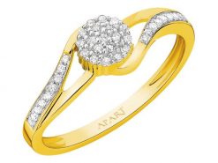 Pierścionek z żółtego złota z diamentami - 0,13 ct - próba 585. Żółte pierścionki Apart, z diamentem, złote. Za 2,559.00 zł.