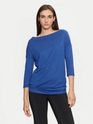 Sisley Bluzka 3QU4L12EE Niebieski Regular Fit. Niebieskie bluzki Sisley, l, bez wzorów, bez kołnierzyka, bez ramiączek. Za 79.99 zł.